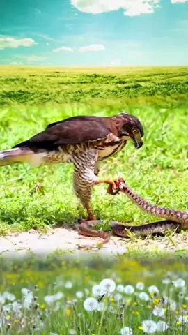 # This eagle has caught a big snake # It can enjoy delicious food.