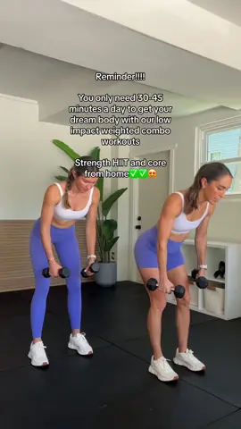Workout with us for a healthy body and a healthy life 💜 FREE week of workouts using link in b!o #strengthtraining #exerciseathome #dumbbellonly #hiitworkout 