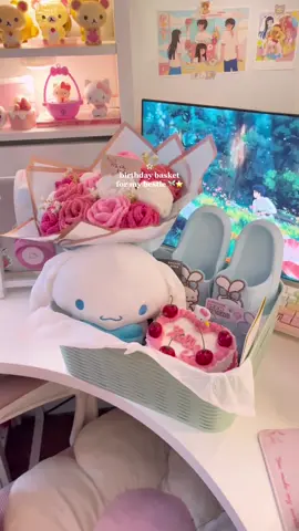 spirited away & sanrio themed this year 🫶🏼 its always so much fun shopping for her i love her sm :') - #GamingSetup #desksetup #sanrio #birthdaybasket #spiritedaway #cozysetup #fypシ #hellokitty #pinterest #aesthetic #deskinspo #cinnamonroll #birthdaygift 