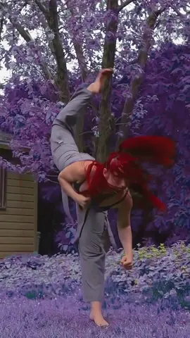 Obsessed with this purple effect, giving my kicks a whole new vibe!🥷💜 #martialarts #taekwondo #flexible #training #sport #mma