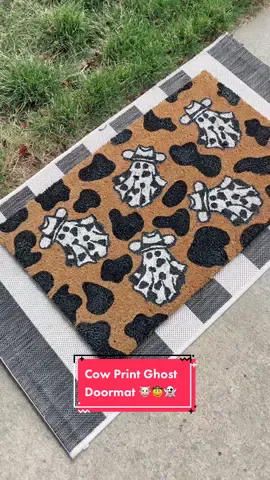 Halloween ready 🐮🤠👻 #doormat #cowprint #cowprintdoormat #ghost #ghostdoormat #halloween #halloweendoormat #cowboy #cowboydoormat #cowprinteverything #doormatseller #doormatsoftiktok #spooky #spookyseason #homedecor #porchdecor #DIY #diydoormat #cricut #cricutmade #art 