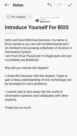 Replying to @cherrymaegatcho  Introduce Yourself for BSIS #fypppppppppppppp #fyp #viral #foryoupage #vietreee #school 