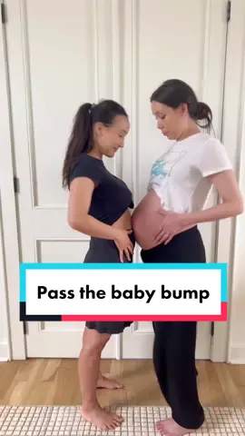 When my baby sister passes on the baby baton 🤰🏻😜 we’re almost at the finish line! #babybump #🤰🏻#pregnancytok #pregnancytiktok