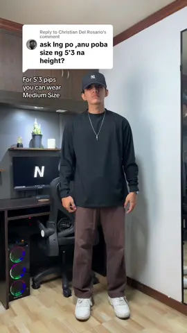 Replying to @Christian Del Rosario You can wear mediums size idol 🖤 #streetwear #njmapparel #outfitinspo #tiktokmademebuyit #foryou #danceoutfit #longsleeve 