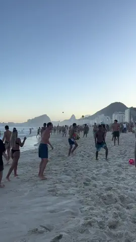 Evenings on Copacabana Beach, Rio de Janeiro ⚽️🇧🇷 #brazil #riodejaneiro #copacabana #football #beachfootball #fyp #viral #fypage 