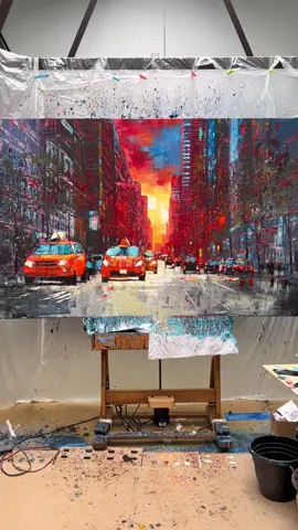 Enjoying the texture in this one 🎨 #artwork #art #cityscapeartist #arttok #artiktok #artistsoftiktok #oilpainting #cityscapeart #painting #newyork #taxi #artist #newyork 