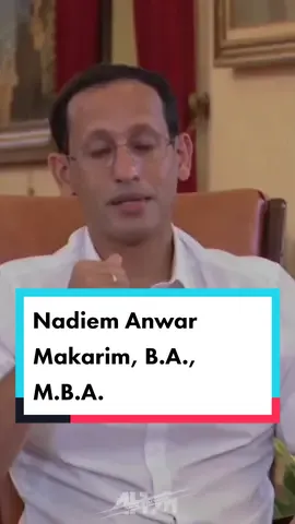 Nadiem Anwar Makarim, B.A., M.B.A. adalah seorang pengusaha berkebangsaan Indonesia yang saat ini menjabat sebagai Menteri Pendidikan, Kebudayaan, Riset, dan Teknologi Indonesia sejak 28 April 2021.#menteripendidikan #kebudayaan #riset #danteknologi #republikindonesia #nadiemmakarim #fypシ 