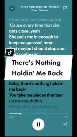 There's Nothing Holdin' Me Back // Shawn Mendes 🎶 #spotifylyrics #theresnothingholdingmeback #fullsong #fulllyrics #Lyrics_Playlists #fyp 