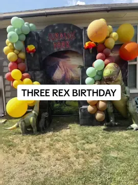 A jurassic birthday for our dino boy 🦕 Products linked in my amazon storefront in bio. #dinosaur #dinosaurbirthday #jurassicparkbirthday #threerex 