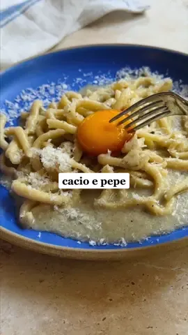 found my new fave meal 😍  the marinated egg yolk on top is sooo decadent and pairs so well with cacio e pepe #pastatiktok #cacioepepe #pici #eggyolk #DinnerIdeas 