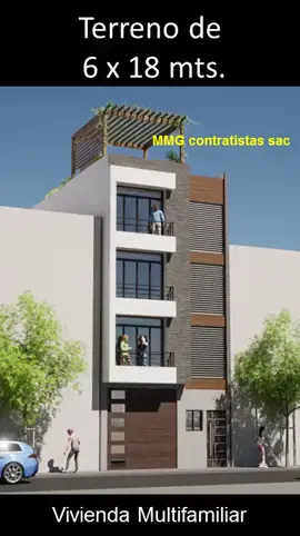 Vivienda Multifamiliar 4 pisos terreno 6x18 mts Iluminado, ventilado ✅️ antisismico, moderno ✅️ #vivebonito #planosdecasas #limaperu 