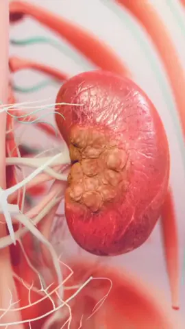Kidney cancer is cancer that begins in the kidneys. Your kidneys are two bean-shaped organs, each about the size of your fist. They're located behind your abdominal organs, with one kidney on each side of your spine. In adults, renal cell carcinoma is the most common type of kidney cancer. Other less common types of kidney cancer can occur. Young children are more likely to develop a kind of kidney cancer called Wilms' tumor. The incidence of kidney cancer seems to be increasing. One reason for this may be the fact that imaging techniques such as computerized tomography (CT) scans are being used more often. Kidney cancer usually doesn't have signs or symptoms in its early stages. In time, signs and symptoms may develop, including: blood in your urine, which may appear pink, red or cola colored,pain in your back or side that doesn't go away, loss of appetite  unexplained weight loss,tiredness,fever. Credit video insta: cbeh_x #science #animation #kidney#medicalanimation#tiktok#biology#medi#medicine #medstudent #medvideos 