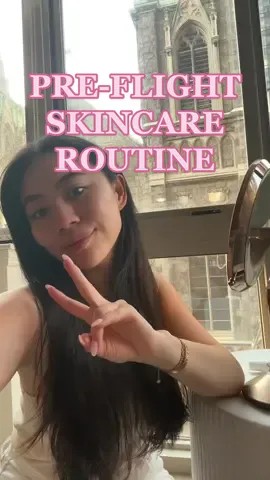 this is your sign to always wear sunscreen on your flight! a study conducted in 2015 found that 56 minutes in the cockpit of a plane at 30,000 feet exposed flight crew members to the same amount of ultraviolet radiation as 20 minutes in a tanning bed. Moreover, pilots and flight attendants are twice as likely to develop melanoma, which is a cancer directly related to UV damage. I use @Mad Hippie’s vitamin C, face cream, and daily protective serum to protect my skin against harmful UV rays when I’m flying. I always do this skincare routine before a flight! #madhippie @Ulta Beauty #gifted #spf #skincareroutine 
