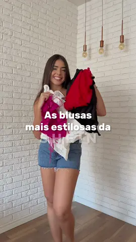 As blusas mais estilosas da shein 🤩🩷 Ids: Preta 11464082 Vermelha 15590270 Branca 12636079 Pink 14208409 #shein #sheineid #foryou #fyyy 