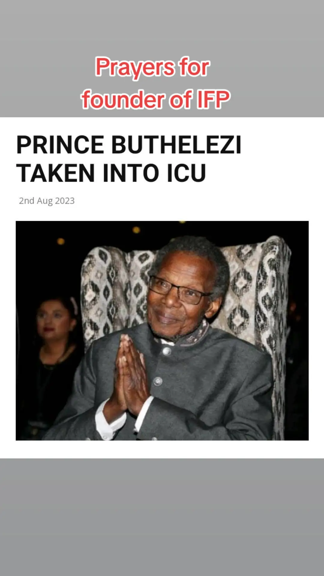 Pray for Dr Mangosuthu Buthelezi!