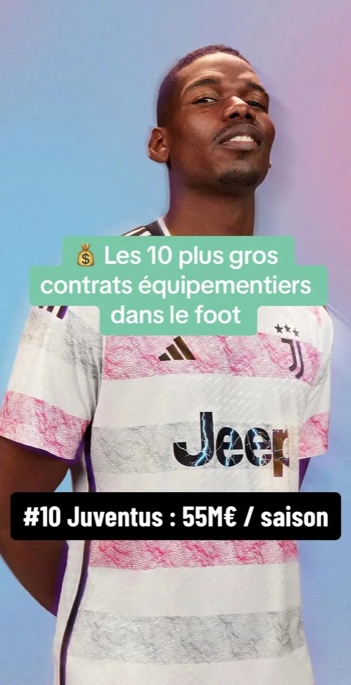 💰 Les 10 plus gros contrats équipementiers dans le foot.  Y a t-il un club qui vous surprend dans ce classement ? 🧐 #sportstiktok #football #footballtiktok #maillot #footballjersey 