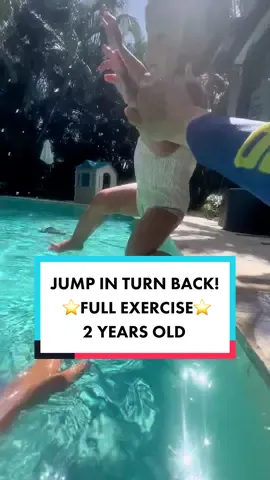 She turned fully around before jumping in 😆😭 Tesching these skills are so easy! Just stand to the side of the child have them jump in infront of you and help them get back to the wall if they need it! Put one hand out infront of them to show them where to jump! #swimlessons #children #learntoswim 