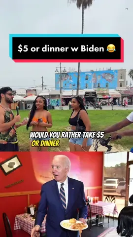 $5 or dinner with the Joe Biden? 🤔🍽️ What are you picking? 😂 #atiftv #fyp #funny #interview #usa #biden #trump #joebiden #donaldtrump #hunterbiden #sidetalknyc #publicinterview #streetinterview #steveinthestreets 