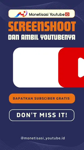 SCREENSHOT UNTUK DAPETIN SUBSCRIBER & VIEWS GRATIS Cara ikutannya gampang banget bro & sist: 1. Dipastikan sudah Follow IG @monetisasi_youtube.id 2. Like 5 postingan terakhir 3. Screenshot dan tangkap logo youtube pada posisi yang tepat 3. Share di story hasil tangkapanmu, tag @monetisasi_youtube.id dan 3 akun temanmu 4. Simpan story tersebut di highlight story agar terlihat di profil. Pastikan akun tidak di-private 5. Tinggalkan komentar 