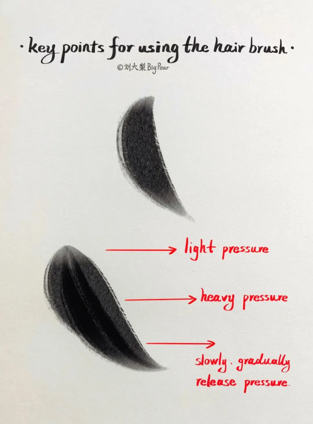 This is the tutorial in my BrushSet for the Hair Brush, which is often asked in DM. Pls pay attention to slow and gradual strokes, especially when lifting the pen. Also, please note that my BrushSet must be used with an Apple Pencil, as Stylus Pen may not have pressure sensitivity.🍐🍐