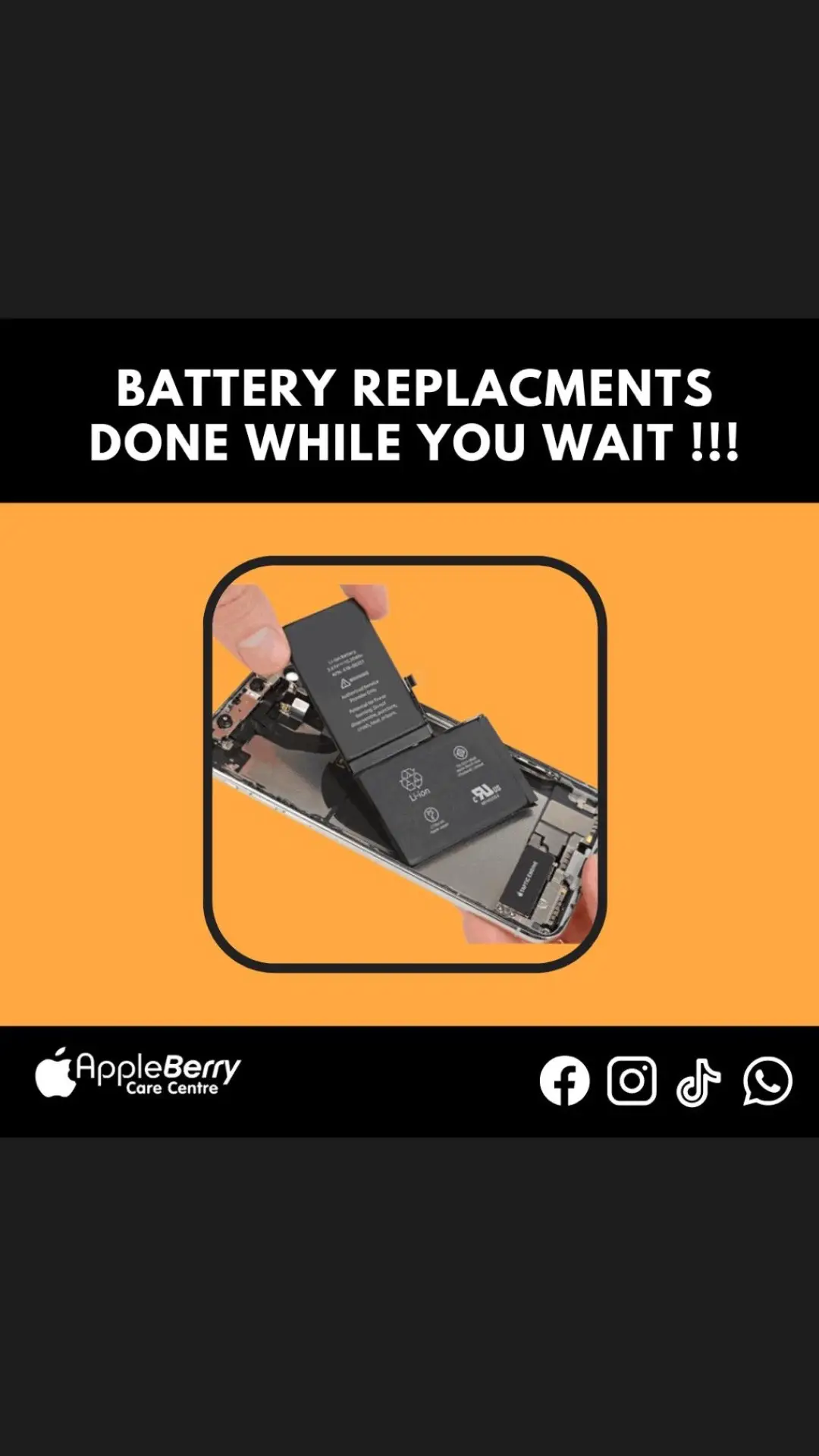 Your battery does not last long? We replace them while you wait! 🤞🏽😁🤗 🪫 🔋  #appleberrycarecentre #beaconbaycrossing #batteryreplacement #whileyouwait #repairs 