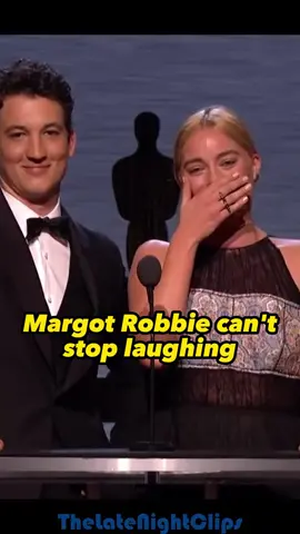 Margot Robbie just can’t stop laughing #margotrobbie #milesteller #oscars #laugh #foryou