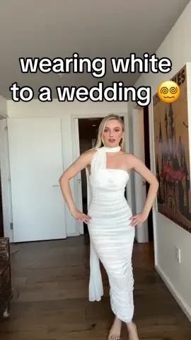 grwm to wear white to a wedding 🤢😵‍💫 #weddingguesstoutfit #weddinggrwm 