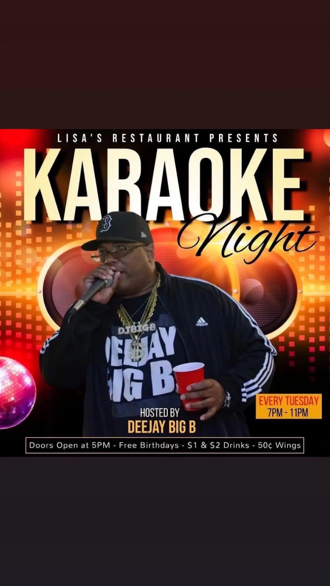 Every Tuesday At Lisa’s From 5pm til 12am “Its Karaoke vs Happy Hour” .50 wings / $2 Drinks / $10 Hookahs / And Much More 107 Chowan Dr Portsmouth Virginia 