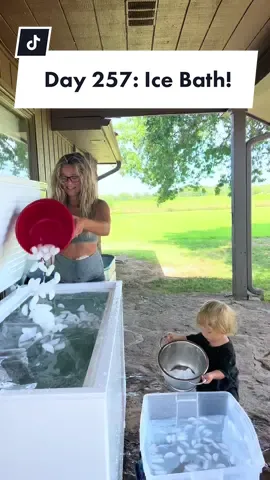 Someone sign this kid up for baseball 🫢 wait for it!! #icebath #icequeen #baseball #ice #coldplunge #mom #foryoupage #fyp #boys #cute #fun #motherdaughter 