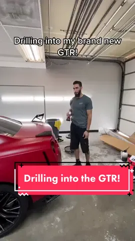 Drilling holes into the trunk to place the hardware for the carbon fiber spoiler! #nissan #gtr #r35 #carbonfiber #aprperformance 
