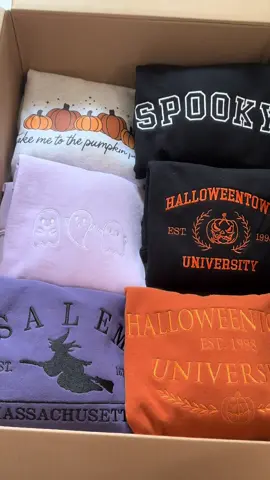 everything available now 👻🎃 #halloween #halloweensweatshirt #spookyseason #smallbiz #foryou #embroidery #sweatshirt 