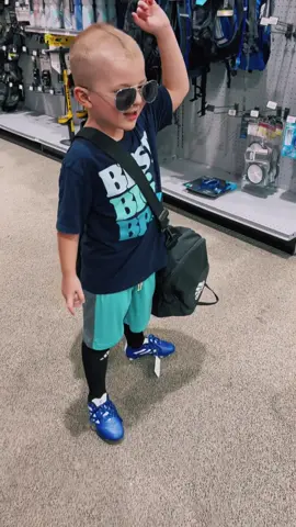 Time flies… our little man is starting soccer soon! ⚽️ 🥅 (he was wesring sunglasses because he got his eyes dilated earlier) #Soccer #littleman #firstcleats #cleats #growingup #kidsoftiktok 