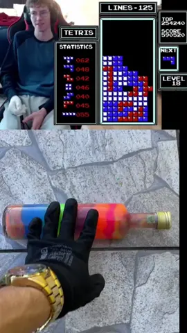 Tetris + bottle rolling = ? #ctwc #nes #tetris #goatythroaty #satisfying #rolling #asmr #nestetris #viral #gaming #retro #USA #texas #california