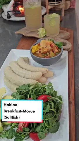 A Haitian breakfast of saltfish and boiled green bananas, with lemonade (limeade), is the perfect traditional Haitian breakfast to fuel your day. #traditional #haitianfood #haitiantiktok🇭🇹 #caribbean #Foodie #saltfish #morue #manjeayisyen #breakfast #lunaskitchen🎵 