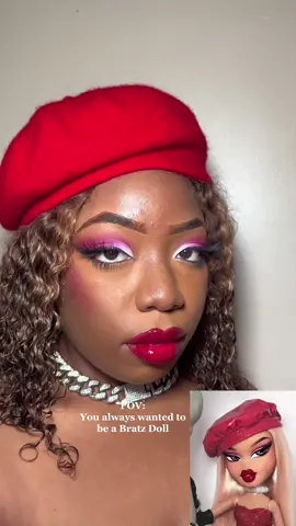 Barbie is cute but ive ALWAYS been a BRATZ girl ❤️ Tutorial now on my channel. link in my bio 💋  #bratzdoll #bratzdollchallenge #bratzmakeup #bratzdollz 