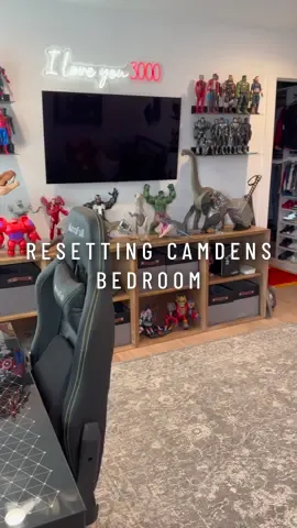 Clean & refresh Camden’s room with me 💙🦖🎮👾 #asmr #bedroomreset #boysroomdecor #GamingSetup #momlife #nerf #CleanTok #organizedhome 