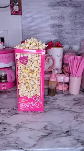we watched barbie and paw patrol and we still couldn't finish this popcorn💕💕 #pinkhouse #pinkobsessed 