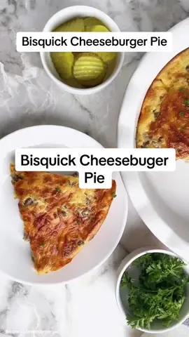 Bisquick Cheeseburger Pie- Super simple recipe using Bisquick. #bisquickrecipe #cheeseburgerpie #familyrecipestitok #easydinneridea #groundbeefrecipes 