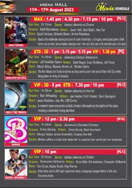 #CcArena Schedule for 11th August to 17th August 2023 #Nowshowing #Newmovies kb