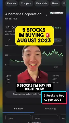 5 stocks im buying August 2023 right now. These are long term investments that I own. Not financial advice, do your own research! #stocks #investing #stockmarket #stockstobuy #stockstobuynow #stocktok #fintok 