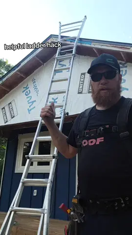 how to setup a ladder on a gable end of a building #laddersafety #safetytips #lifehacks 