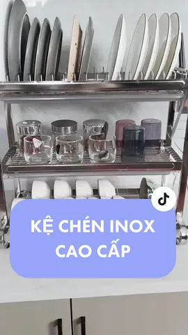 Kệ chén bát inox cao cấp, có khay hứng nước bên dưới mỗi tầng giúp bề mặt bếp luôn khô ráo #dogiadung #giadungtienich #giadungthongminh #xuhuong #kechenbat 