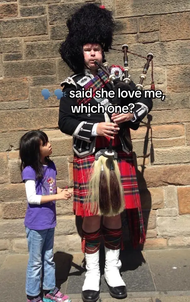 i will never stop using that one photo of child me judging this man playing the bagpipes #05                                  .                                                                                    .                                                                                    .                                                                                    #fyp #lancey #lanceyorlancey #lanceyfoux #lanceylancey #lancyorlancy #saidsheloveme #GlowUp #glowupchallenge #glowupforreal #growup #highschool #pinkhair #wolfcut