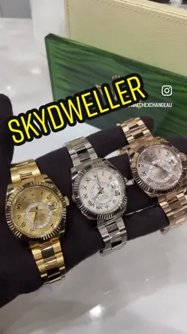 Yellow, White and Rose Gold SkyDwellers - All dials are discontinued and hard to get 😱💥 #rolex #discontinued #rare #watches #fyp #rolexwatch #skydweller #sub #gold #bondi #europe #bondijunction #westfield #watchexchange #collector 