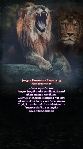 Jangan pernah mengusik kesabaran seseorang,jika dirimu gak mau terusik. Paham...!!! #foryou #fypシ #sindiranhalus #katakata #quotes #katabijak #makna #singa #lion  #aksara #essediensies 