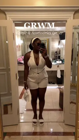 Get ready with me for my anniversary brunch in Las Vegas part 2. Here is the final look. Part 1 was skin prep and make up!!  #grwm #grwmoutfit #gdwm #ootdinspo #thevenetianlasvegas #brunchoutfit #fashiontiktok #blackgirltiktok 