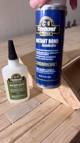 Fav jig making hack- @Titebond Products Instant Bond Accelerator. I think they put some kind of magic in this can. No clamping, no waiting to set those weird angles, just moving on to the next step  Honorable mentions include: Titebond Instant Bond adhesive and Titebond II Wood Glue  #woodworking #femalewoodworker #finewoodworking #furnituremaker #furnituredesign 
