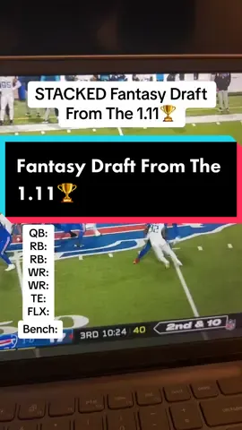 STACKED Fantasy Draft From The 1.11🏆#nfl #fantasyfootball #fantasyfootballdraft #fyp 