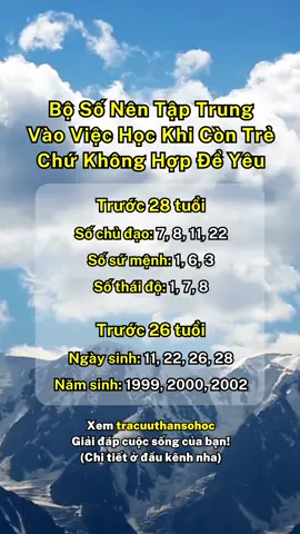 Bộ Số Nên Tập Trung Vào Việc Học Khi Còn Trẻ Chứ Không Hợp Để Yêu🤗 #LearnOnTikTok #xuhuong #thansohoc #tracuuthansohoc 