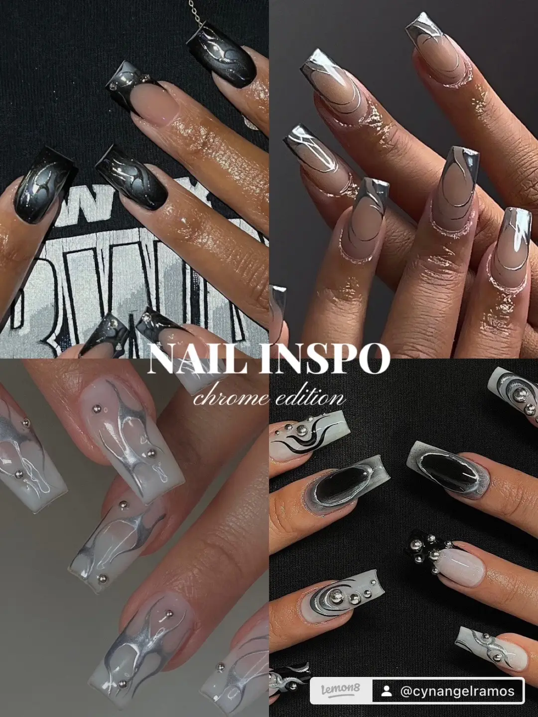 I've been obsessed w all the chrome nail trends going on recently. Here's some unique chrome nail inspo for ya! I tagged all creators' instagram accounts so you could find more of their work as well. #nailideas #nailinspo #chrome #chromenails #chromenailsinspo 